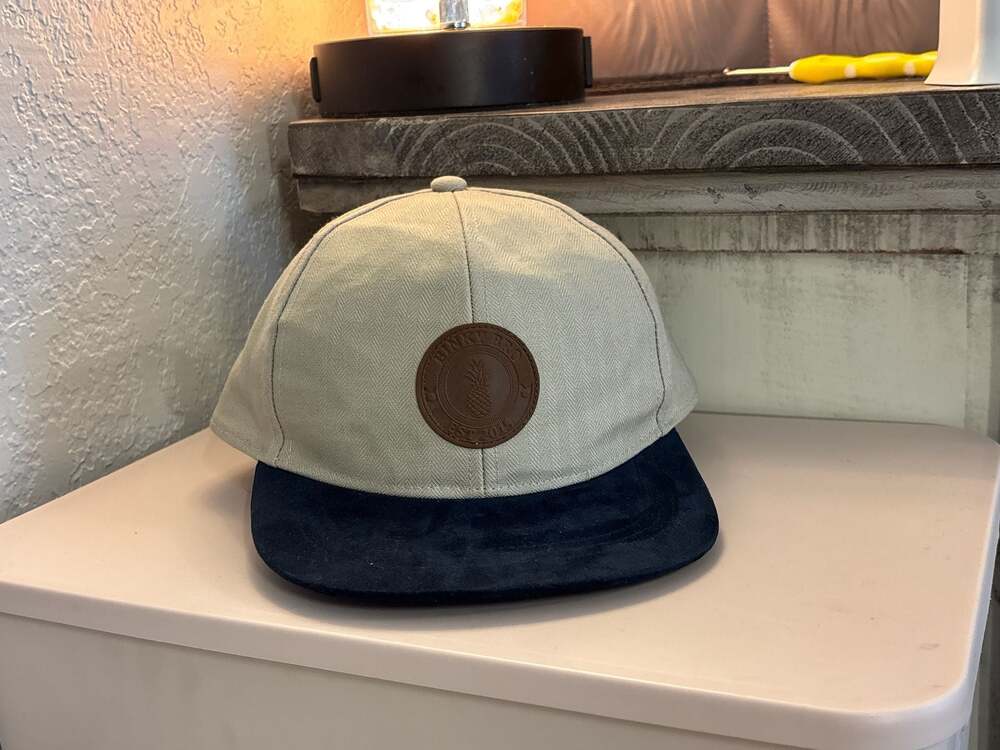 G: Binky Bro Pineapple Snapback Hat Herringbone Tan Navy Blue